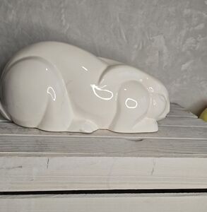 1980s Mikasa Art Deco Revival White Porcelain Bunny Rabbit ceramic Japan Easter